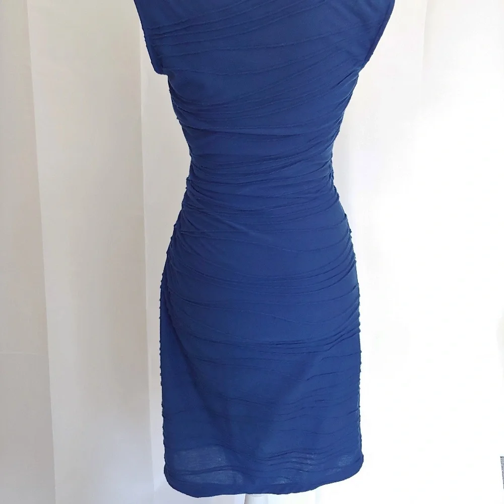 Max Studio Blue Ruched Dress - Picture 5 of 8